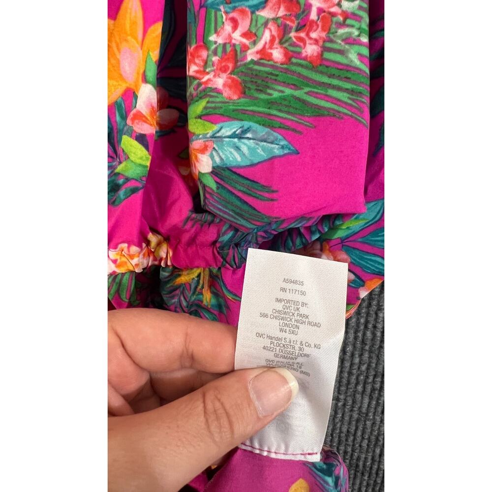 Belle Beach Kim Gravel Cover Up Womens M/L Pink Floral Tropical Resort Cruise - Picture 7 of 12